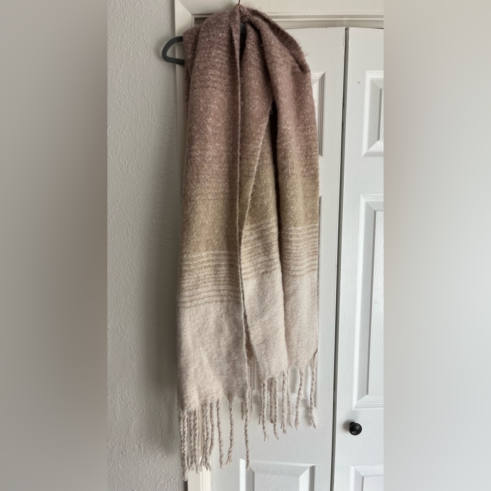 MerSea Anthropologie Scarf Wrap Always by the Sea Beige Pink Clay Ombré Cozy